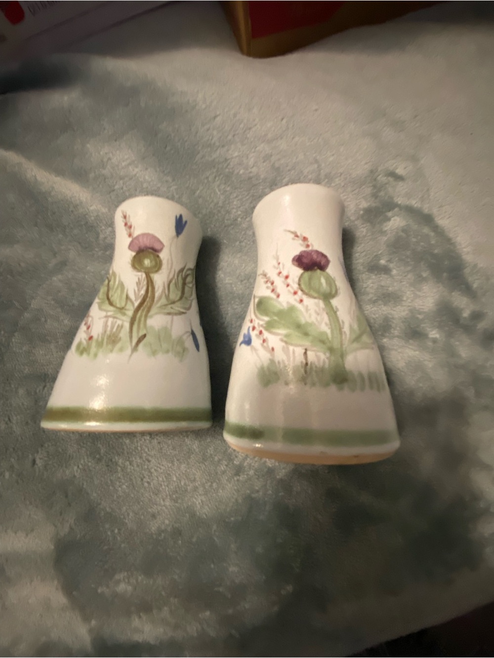 Buchan Hand-Painted Floral Ceramic Salt and Pepper Shakers - White and Green